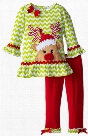 New Style Childrens Christmas Party Pretty Princess Set Cartoon Deer Cotton Outfit Girls Long Sleeve Wavy T-shirt And Pants Set