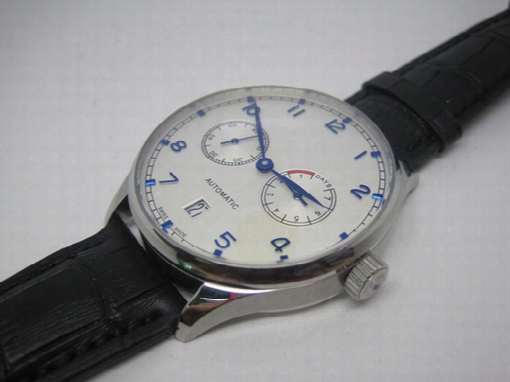 Top Quartz Fashion Mens Mechanical Watches Automatic Leather Band Silver Case Black Dial 012