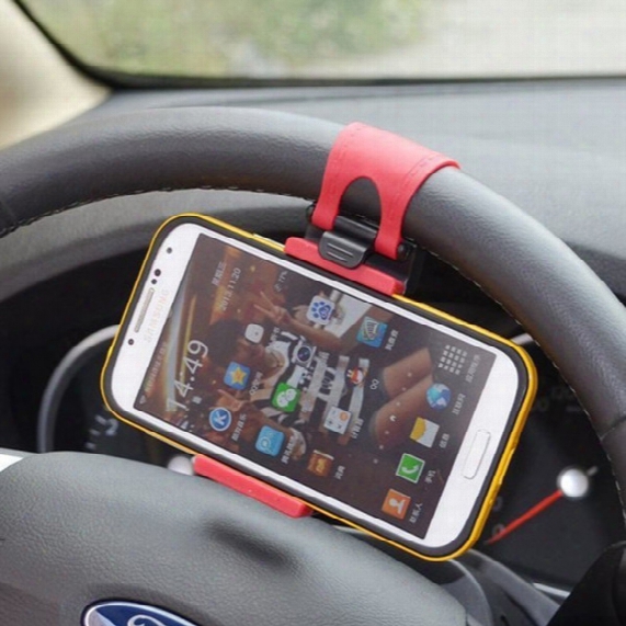 Universal Car Streeling Steering Wheel Cradle Holder Smart Clip Car Bike Mount For Iphone6 Iphone 6 Plus Iphone 5 Samsung S5 S6 Note 4 Gps