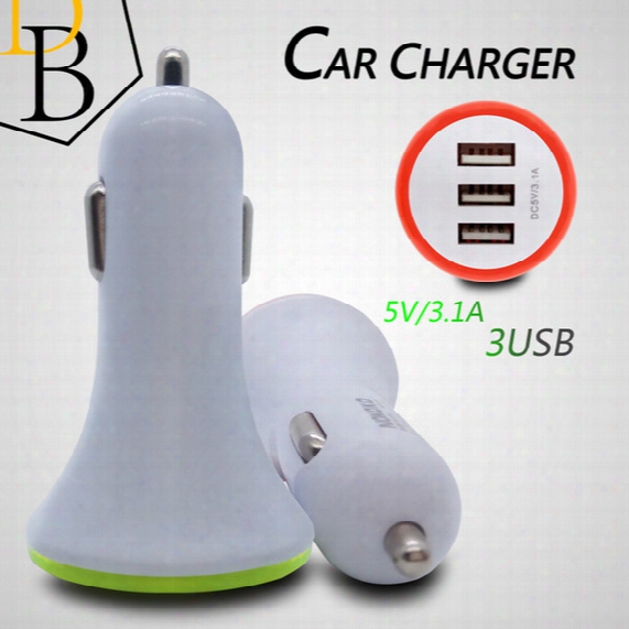 Universial Car Charger 3usb 3.1a Port Ic Protection Led Lighting Colorful Circle Power Adapter Car Charging For Iphone 7 Samsung S8