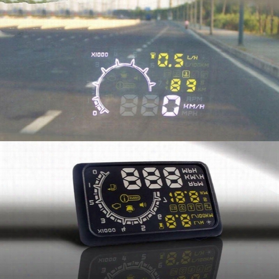 Us Stock! W02 5.5" Hud Head-up Display Obdii Car Windshield Projector Driving Data Speedometer Speeding Warning Security System