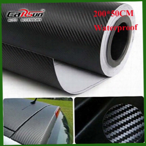Wholesale-200x50 Cm 3d Carbon Fiber Vinyl Film/ Carbon Fibre Sticker (78.7x19.7)-10 Color Option Freeshipping Car Sticker 3d Carbon Wrap