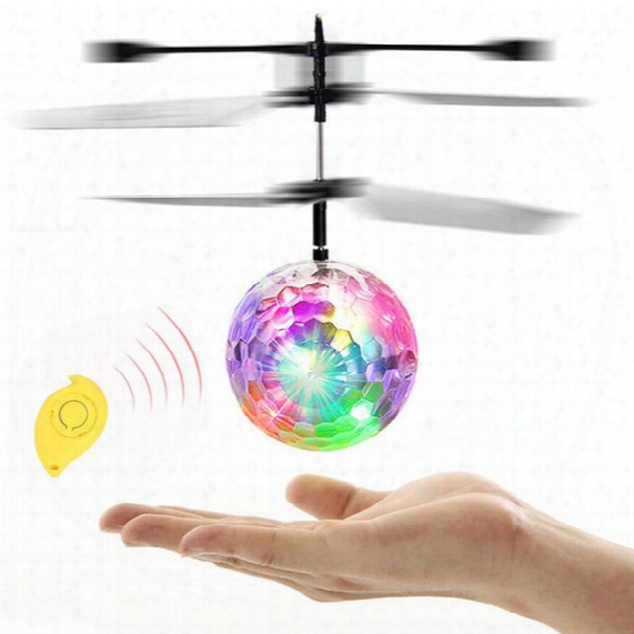 Wholesale- Aircraft Fly Ball Toys Hand Induction Rc Flying Lighting Crystal Ball Sensing Aircraft Toy Without/with Remote Control #45