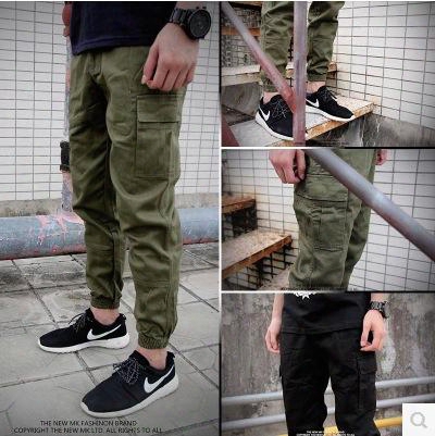 Wholesale-mens Joggers 2016 New Skinny Men Pants Army Green Hip Hop Jogger Pants Military Camo Harem Pants Men Cargo Pants Justin Bieber