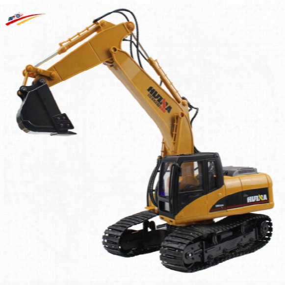 Wholesale- Rc Excavator 15 Ch 2.4g Alloy Electric Remote Control Excavator Usb Charging Led Flashing Light And Sound Truck Model Toy