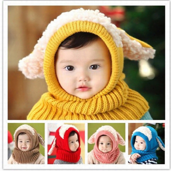 Winter Baby Hat And Scarf Joint With Crochet Knitted Caps For Infant Boys Girls Children New Fashion Kids Neck Warmer