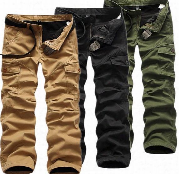 Winter Double Layer Men&#039;s Cargo Pants Warm Outdoor Sports Pants Men Baggy Thicken Wool Trousers Army Green Overall Plus Size