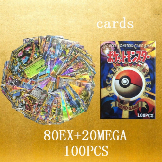 100pcs/set Poke Game Trading Cards Games English Pocket Monsters Poke Ball Pikachu Cards Flash Card For Children Learning Toys Jc102
