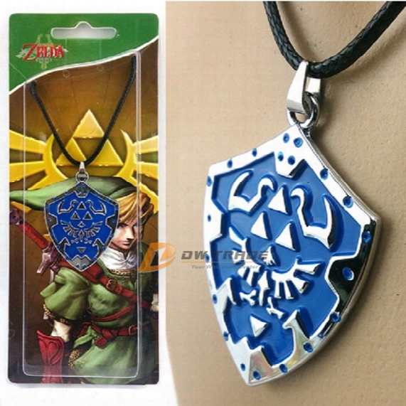 2015 New The Legend Of Zelda Metal Pendant Zelda Mark Necklace Metal Neck Lace 4 Models Shield Ocarina Of Time J010707#