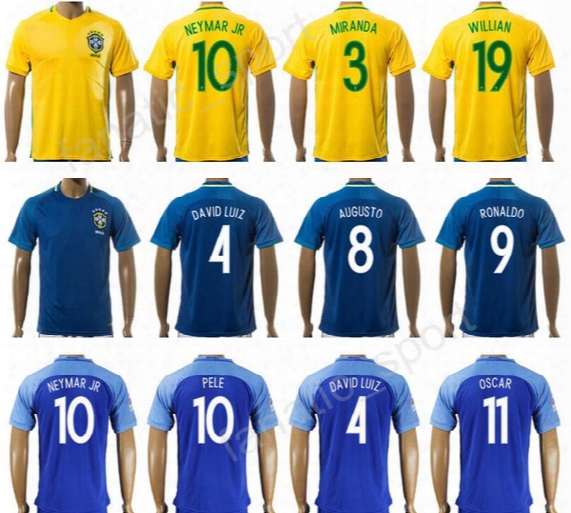 2017 Brazil Jersey Soccer 3 T.silva 10 Neymar Jr Football Shirt 4 David Luiz 10 Pele 6 Marcelo 10 Ronaldinho 11 Oscar 22 Coutonho 20 Lima