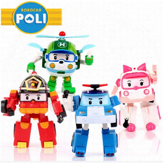4pcs/set Robocar Poli Toy Korea Robot Car Transformation Toys Poli Robocar Toys Without Box Best Gifts For Kids For Baby