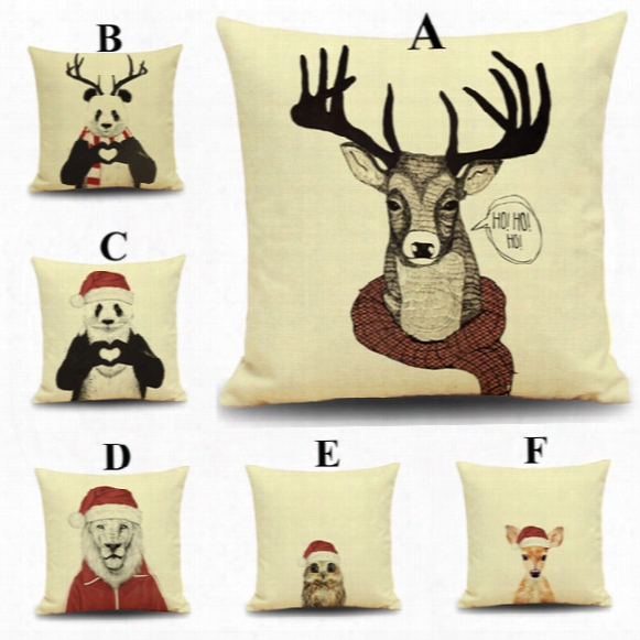 Christmas Pillowcase Oh Oh Oh Merry Christmas Reindeer Snowman Cartoon Animals Pillow Case Festival Gift Christmas Gift Cushion Cover
