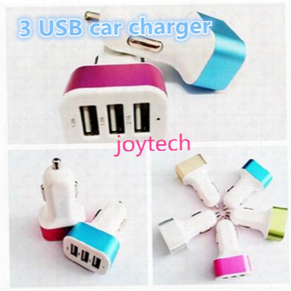 Colorful Charger Universa 3 Ports Usb Car Charger Travel Adapter Car Plug For I6 6s 6plus Samsung Galaxy S6 Cell Phone