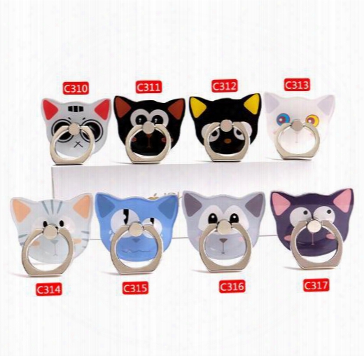 Cute Cartoon Pop Finger Ring Holder Universalcute Fool Cat Mobile Phone 3d Metal Stander Finger Grip For Iphone Samsung Htc