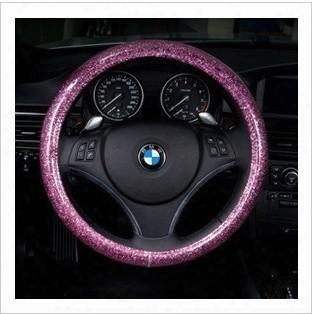 Fashion Pink Blue White Steering Wheel Cover Glitter Car Cover Four Seasons Genera Silver, Green, Blue, Purple, Gold, Powder Free Shippin L