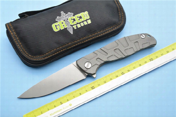 Green Thorn F95 Ball Bearings Folding Knife D2 Blade Carbon Fiber Titanium Handle Camping Hunting Outdoor Tools
