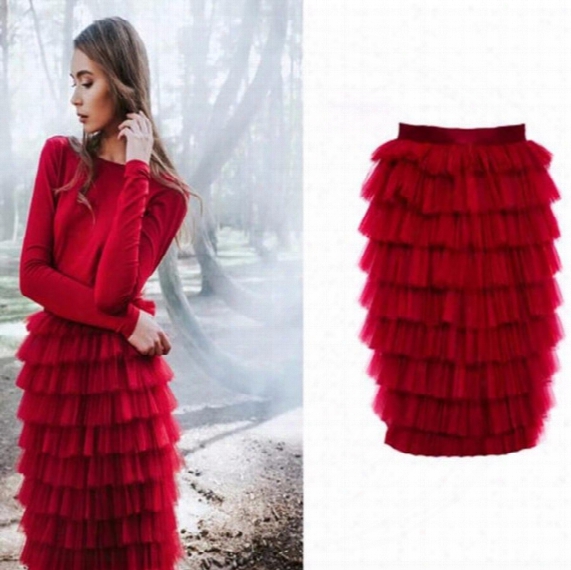 High End Tiered Ruffles Tutu Skirt For Women Fashion Tulle Skirt Zipper Style Knee Length Custom Made Pencil Skirt