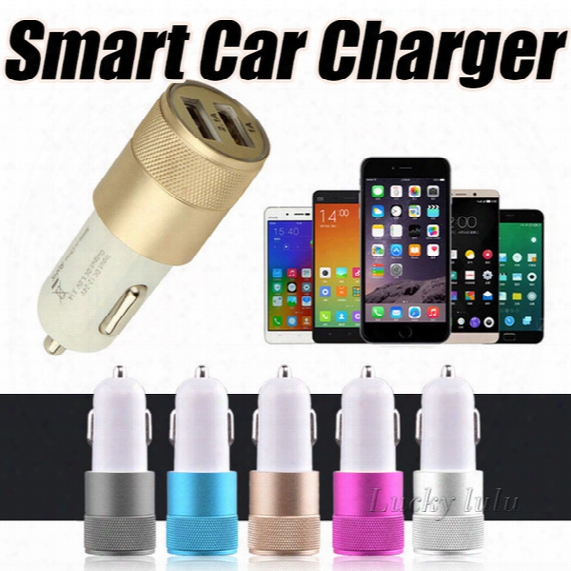 Hot Sale!best Metal Dual Usb Port Car Charger Universal 12 Volt / 1 ~ 2 Amp For Apple Iphone Ipad Ipod / Samsung Galaxy / Motorola