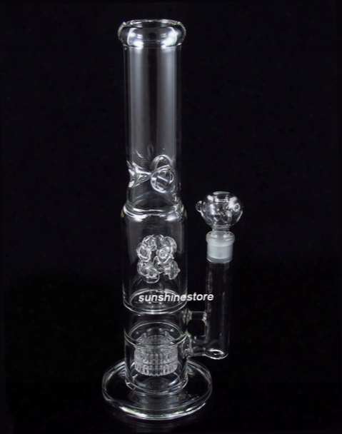 New Arrival 15" Cool Piece Glass Bongs With Airscrew Perc Sidecar Smoking Water Pipe Two Functions Female Joint 18.8mm