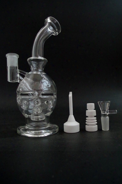 New Arrival Two Functions Faberge Egg Recycler Rig With Showerhead Perc Cermaic Carb Cap Tool And Nail 9 Inches Hookah