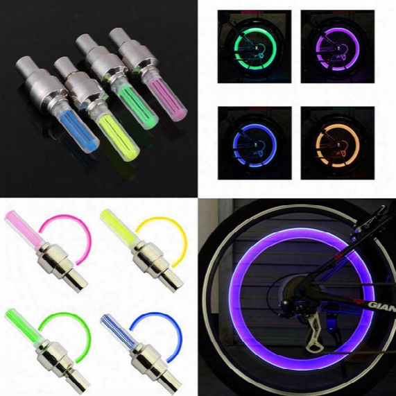New Bicycle Bike Led Wheel Lights Tyre Wheel Valve Cap Led Flash Light Car Wheel Tyre Cycling Lamp Bike Accessories Blue Green Red Yellow
