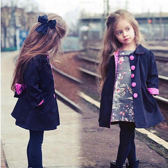 New Ins Spring Autumn Girls Trench Coat Baby Kids Long Sleeve Cardigan Outerwear Coats Children Dust Coat