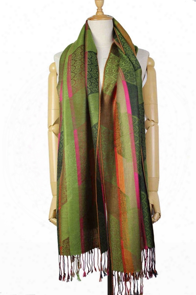 No Brand Oem Women's Jacquard Silk Cashmere Blended Paisley Pashmina Scarves Scarf 10colors Mixed Drop Shipping