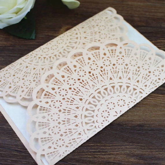 Nude Pink Wed Invitation Laser Cut Floral Invitation Card Personal Size Invitation Box For Marriage Birthday Multi Color Wholesale