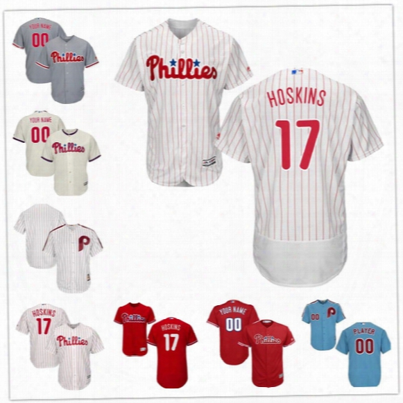 Philadelphia Phillies #17 Rhys Hoskins Jersey White Red Gray Cream Nickname Cool Base Mens Womens Youth Kids Toddler Baseball Stitched S-4xl