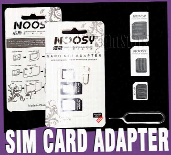 Sim Adapter Cutter Nano Cutter 4 In 1 Noosy Nano Micro Sim Adapter Eject Pin For Iphone 5 Iphone 6 With Sim Card Retail Box High Quailty