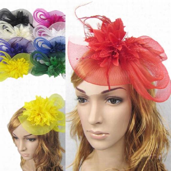 Sinamay Fascinator Hat Feathers Simple Elegant Church Wedding Races Carnival Fascinator Sweet Hair Accessories Hairpin Headd
