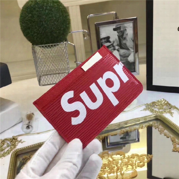 Supreme X L V Red Jiont Limited Card Bag Real Leather Christopher 2017 Release Hottest Sale Outdoor Bags Original Quality