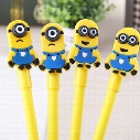 Cute Despicable Me Minions Gel Pens yellow double single eyes Cartoon gel pen Silicone Minions black Ink pen for child kids gift 240146