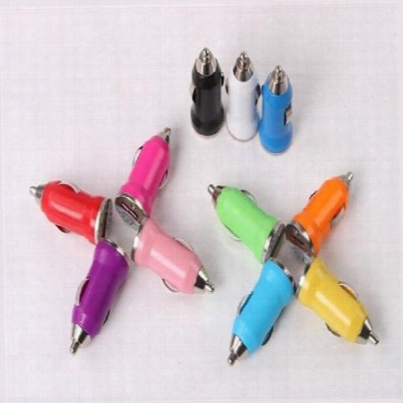 Universal Bullet Mini Usb Car Charger 5v 1a 1000mah Vehicle Auto Car Adapter Colorful Charger For Smart Phone And Android Phone