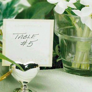 Wedding Favor-heart Silver Place Card Holder