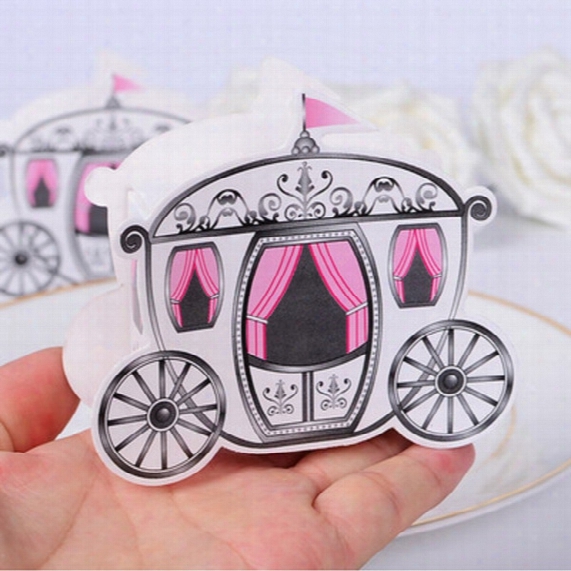 Wholesale-100pcs/lot Romantic Fairy Tale Favors Gifts Baby Shower Wedding Candy Box Cinderella Pumpkin Carriage Wedding Decoration Mariage