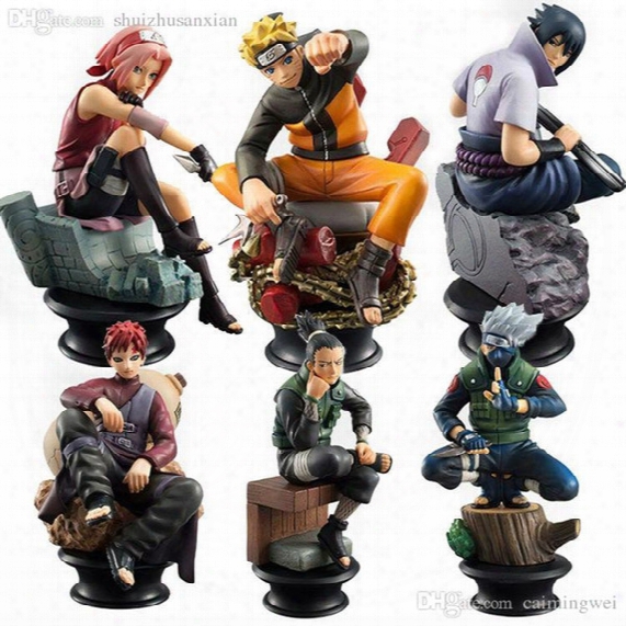 Wholesale-6 Pcs / Set Naruto Action Figure Doll High Quality Sasuke Gaara Shikamaru Kakashi Sakura Naruto Anime Toys Collection For Boys