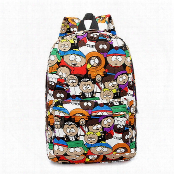 Wholesale- Casual South Park Cute Cartoon Women Canvas Backpacks Graffiti Student Bookbag College High School Daily Backpack For Teenagers