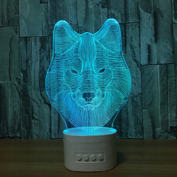 Wolf 3d Illusion Lamp 3d Led Light Bluetooth Speaker With 5 Rgb Lights Tf Card Slot Dc 5v Usb Charging Wholesale Dropshipping