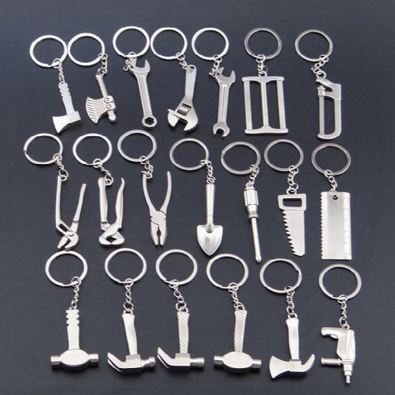 Wrench Metal Opener Key Ring Car Keychain Custom Logo Advertising Tool Spanner Key Chain Hammer Saw Axe Pliers Drill Keyring