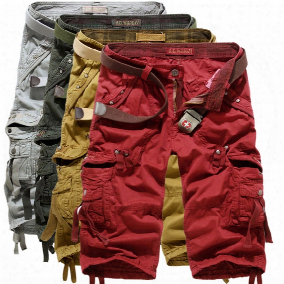 100% Cotton High Quality Men Casual Short Men&#039;s Cargo Leisure Half Trousers Hot Camouflage Capri Overalls Beach Pants