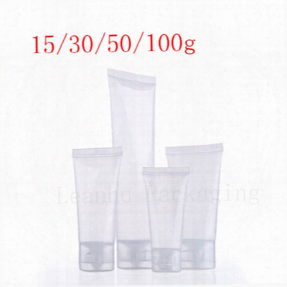 15g 30g 50g 100g Empty Transparent Soft Lotion Cosmetic Tube Container , Squeeze Plastic Bottle, Travel Shampoo Tube Packaging