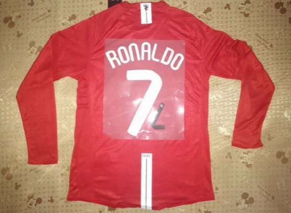 2008 Champion League Final Ronaldo Rooney Giggs Carrick Vidic Evra Scholes Ferdinand Long Sleeves Jerseys Retor Jerseys Rugby Jersey