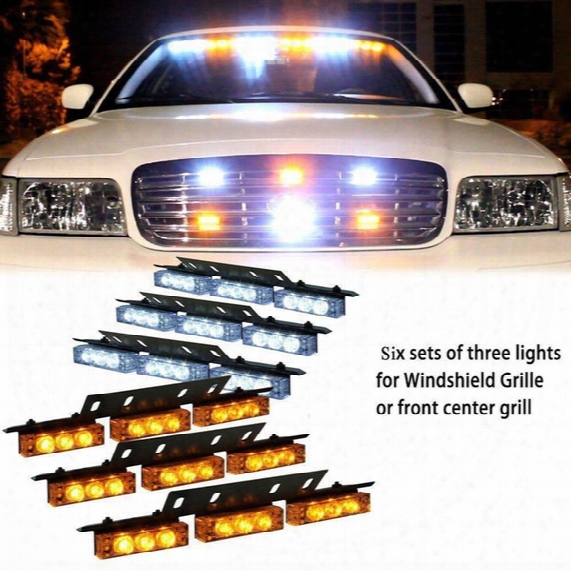 Amber/white/white &amber 54 Led Emergency Vehicle Strobe Flash Lights For Front Deck/grille Or Rear Light Flash