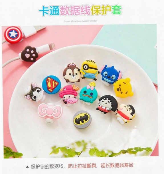 Cable Saver Cartoon Minions Silicone Usb Charger Cable Earphone Wire Cord Protector For Iphone Plus Ipad Samsung Phone Accessories 500pcs