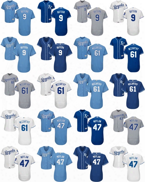 Factory Outlet Mens Womens Kids Toddlers Kansas City Royals 61 Kevin Mccarthy 47 Peter Moylan 9 Drew Butera Blue Grey White Baseball Jerseys