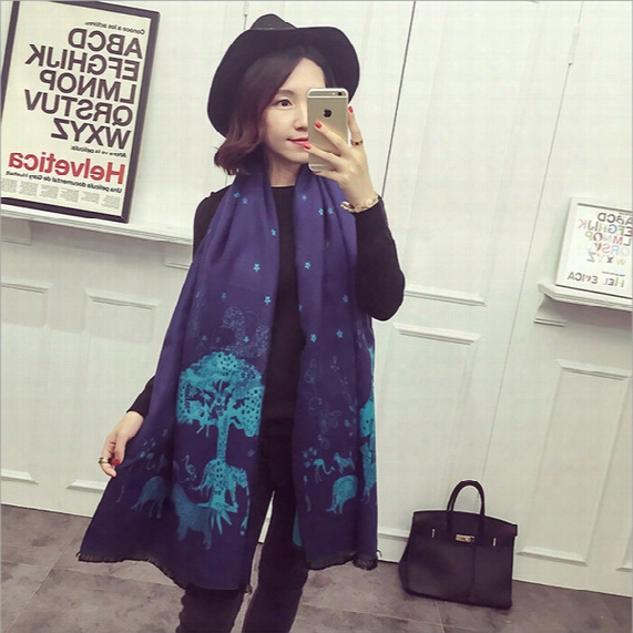 Fashion Wool Scarf For Women Pashmina Shawl Oversized Warm Wool Cashmere Satin Scarf Infinity Scarf Christmas Tree Deer Gift 171