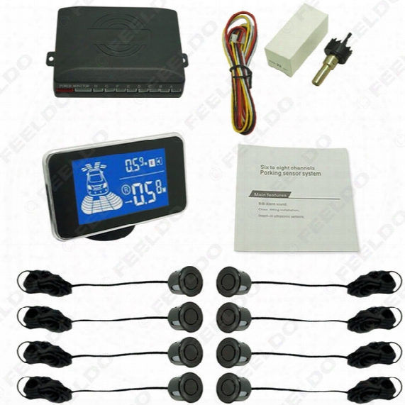 Feeldo New 8 Sensors Car Front And Rear Parking Distance Digital Dual Display Parking Sensor #3856