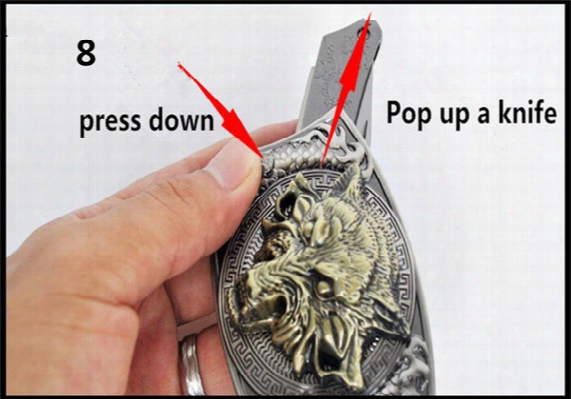Knife Belt Buckle For Updated Version Automatic Knife Belt Buckle With A Knife In It 8 Style Size 9.8x7.6cm Weight About 180g
