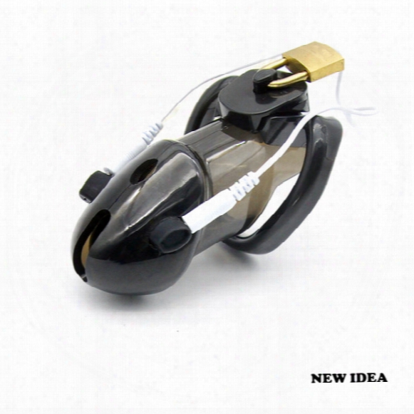 Male Polycarbonate Electro Black Chastity Cage Ddevice Locking New Arrival A178-2